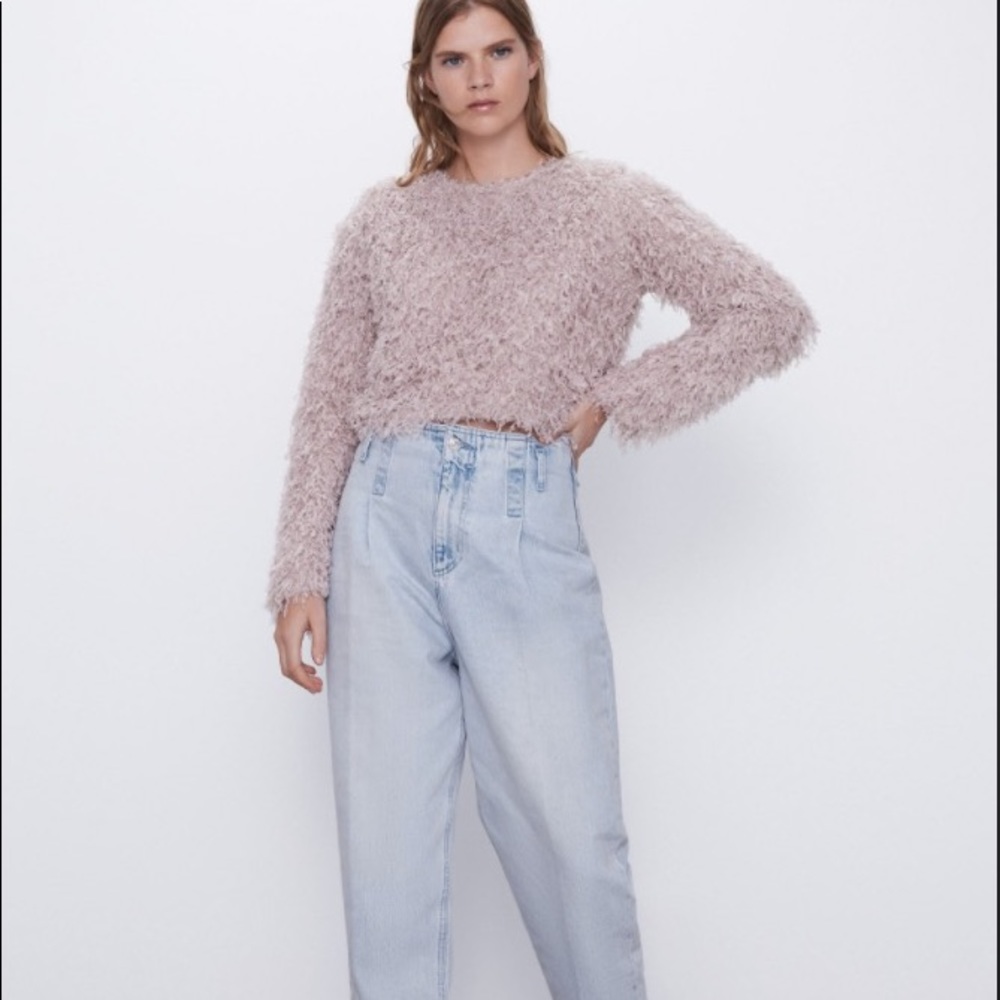 Size Medium Zara Feathered Crop Sweatshirt